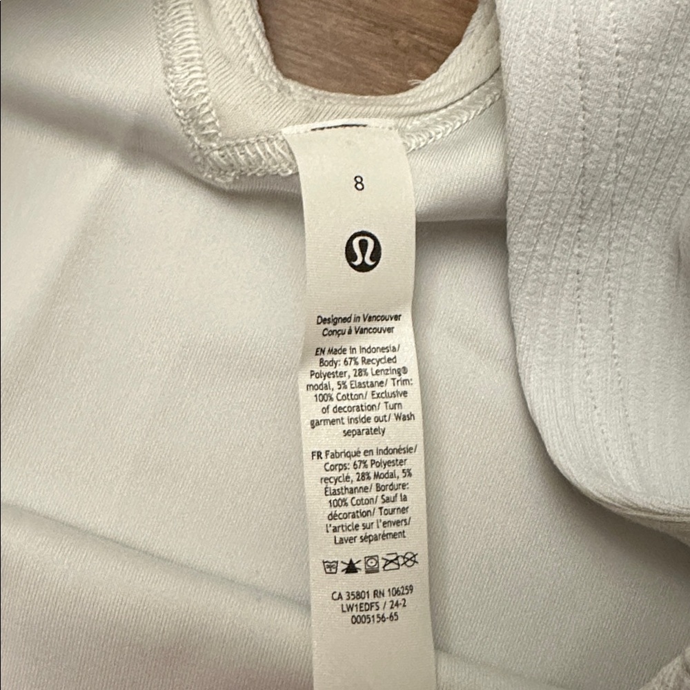 Lululemon Ribbed Softstreme Cropped White Tank Top Size 8 - Picture 6 of 8